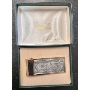 Vtg NOS Foster Money Clip $100 Bill Design – Vintage Silver & Gold Tone- USA